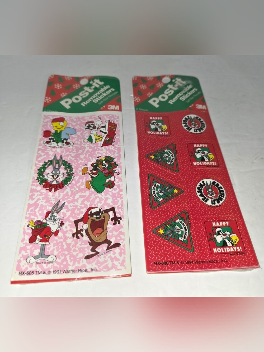 Vintage 2 Packs Of Looney Tunes Post-it Removable Stickers  New Factory Sealed